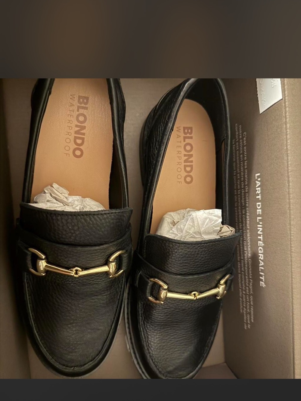 Blondo Black Leather Men's Slip-On Loafers with Gold Bit Accent